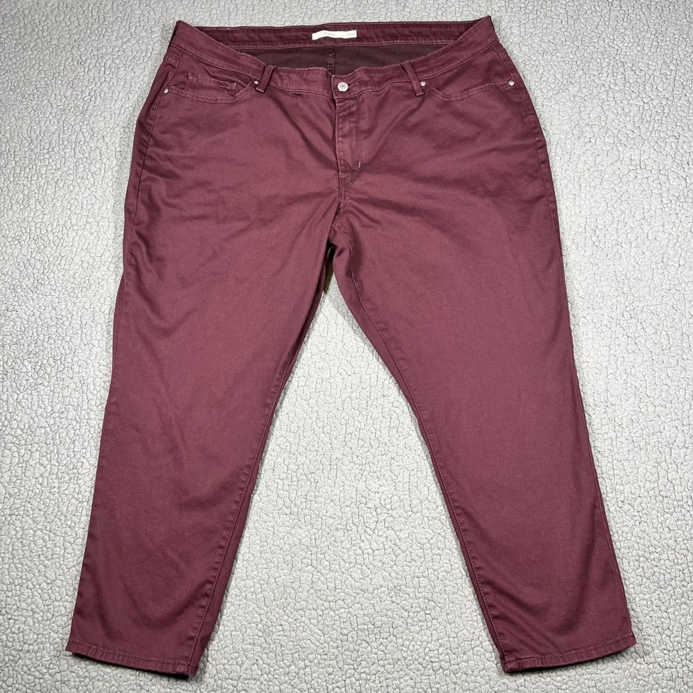 Levis 711 Skinny Jeans Womens 22W Burgundy Maroon Mid Rise Stretch Denim Pants